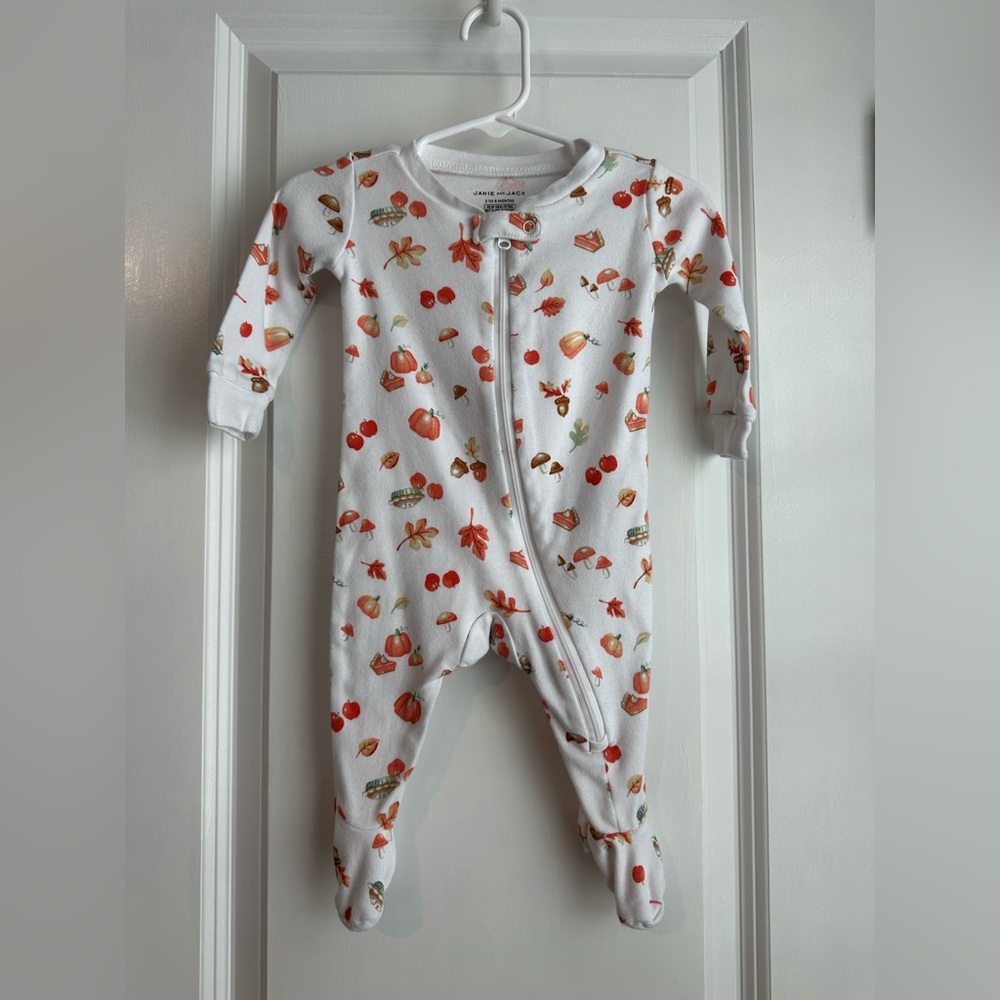 Janie and Jack Footed Zippy Pajama Fall Favorites Size 3-6 Mo.